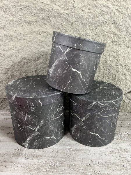 طقم صناديق كرتون 3 قطع ماربل اسود